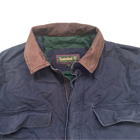 Timberland Chore Barn Coat Workwear Weathergear Leather Utility Jacket Large - Picture 2 of 13